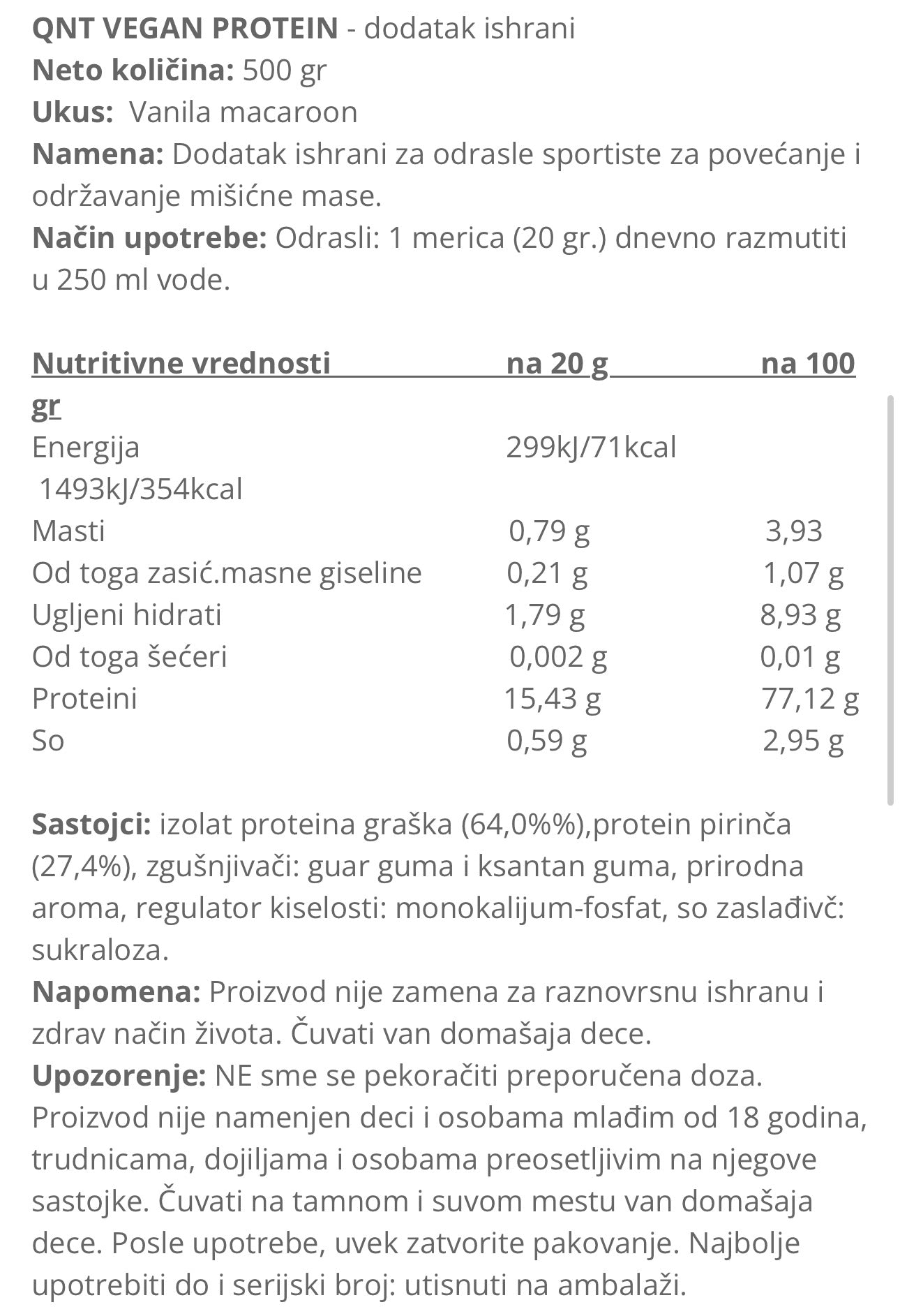 QNT Vegan Protein cookies (500g)