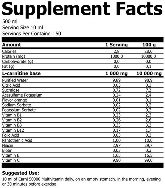 Extrifit Carnitine 120 000MG Lemon Orange 1L
