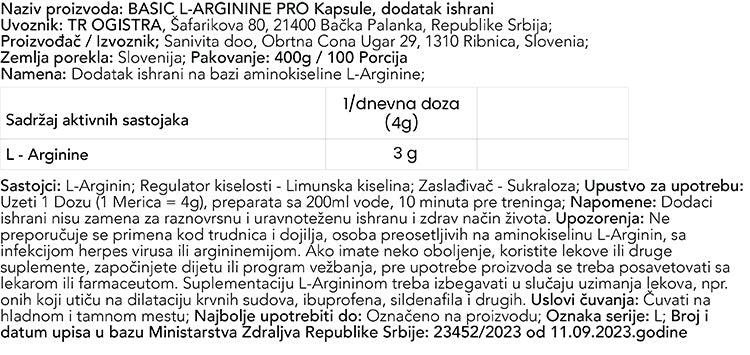 Basic Arginine PRO 400g