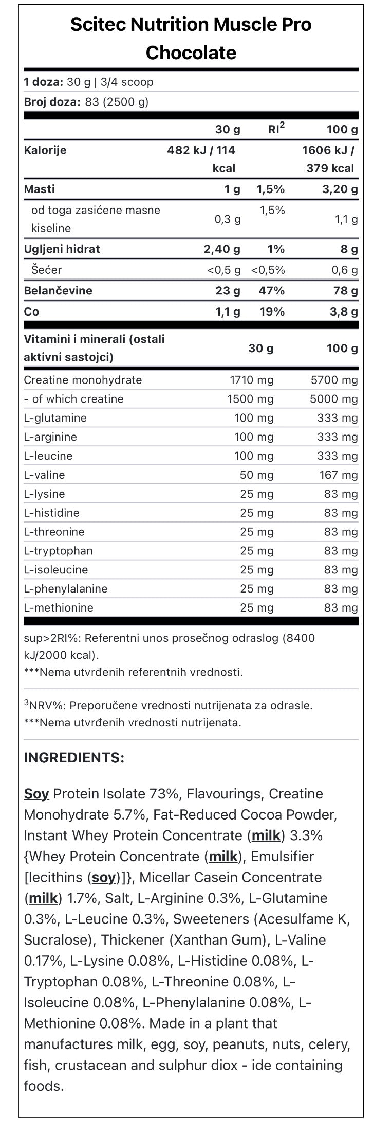 Scitech Nutrition MusclePRO 2,5kg COKOLADA,