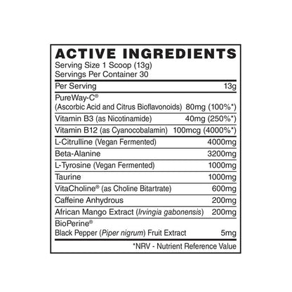 Naughty Boy Energy 390g Fizzy Peach Sweets preworkout/reaktor
