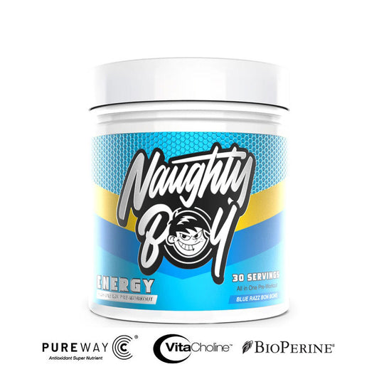Naughty Boy Energy 390g Blue Raz Bon Bons preworkout/reaktor