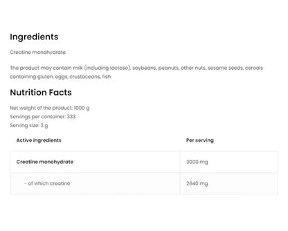 Kreatin Monohidrat Natural 500g