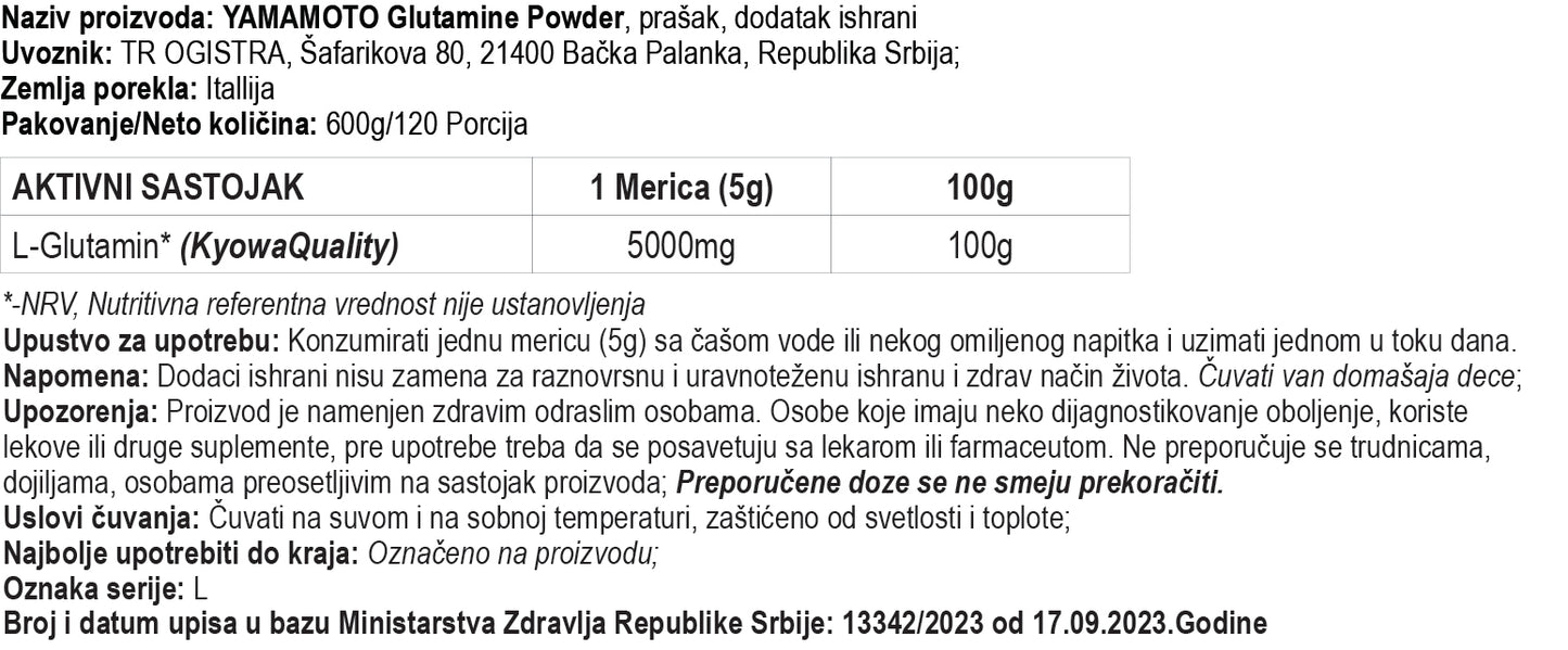 Yamamoto Glutamine Powder
